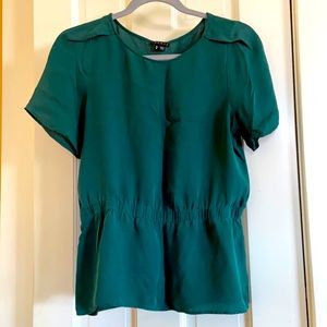 100% Silk Dark Emerald Blouse